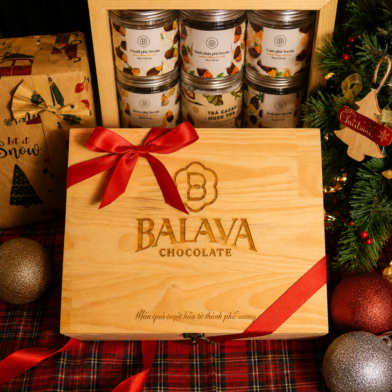 Bộ quà socola BALAVA – hộp quà thủ công cao cấp từ cacao Lâm Đồng