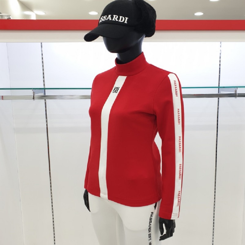 Áo golf nữ cổ lọ sọc trắng PASSARDI Golf Hàn Quốc