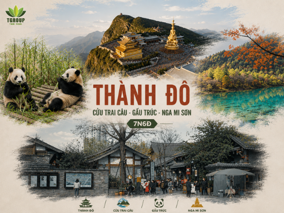 Tour Trung Quốc: Thành Đô – Cửu Trại Câu – Gấu Trúc – Nga Mi Sơn 7N6Đ 2026 (Sun PhuQuoc Airways)