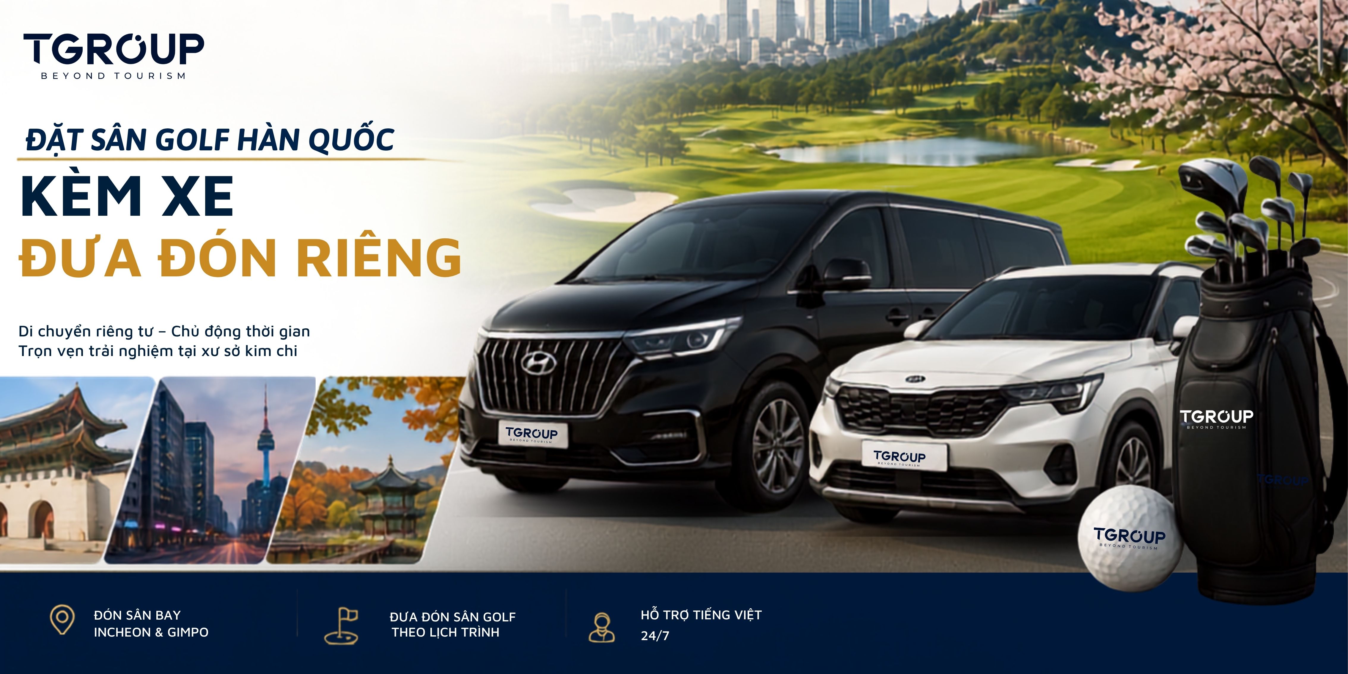 Đặt sân golf Hàn Quốc kèm xe đưa đón riêng