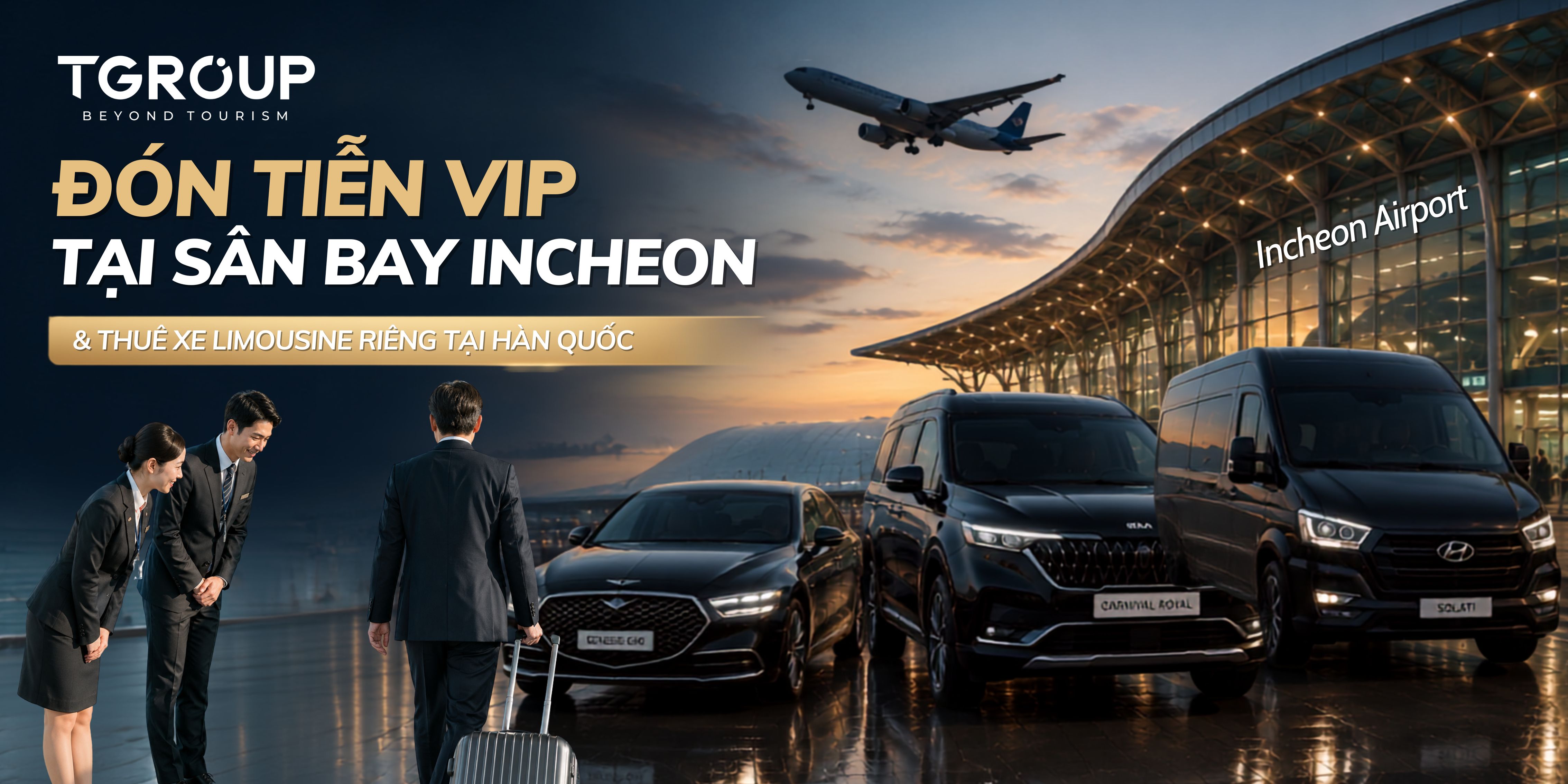 Đón tiễn VIP sân bay Incheon và thuê xe limousine riêng tại Hàn Quốc