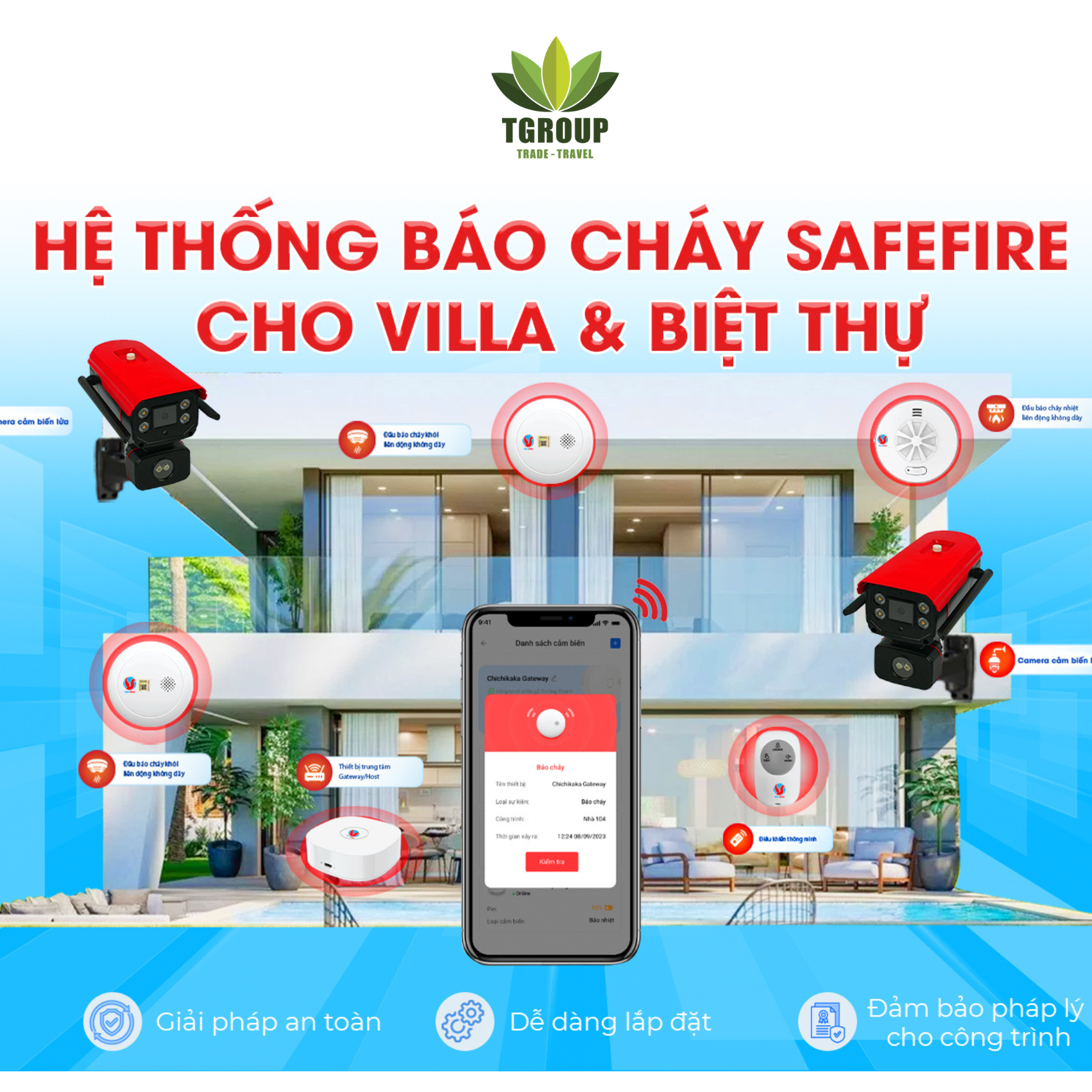 Lắp đặt hệ thống báo cháy SafeFire cho Villa, biệt thự tại Đà Lạt, Lâm Đồng